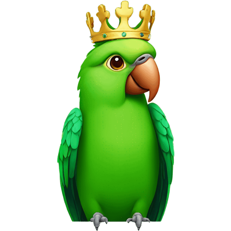 Green parrot with a crown on his head emoji