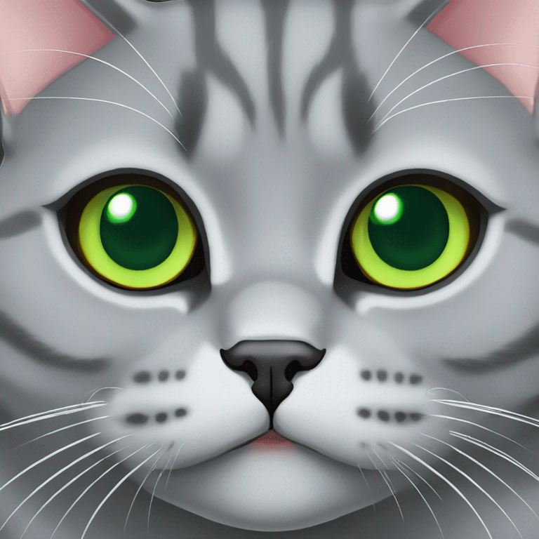 Silver grey British shorthair with green eyes emoji