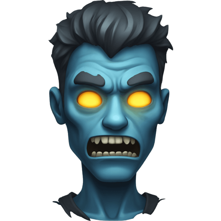 Dark black gray silver zombie blue flames blue glow emoji