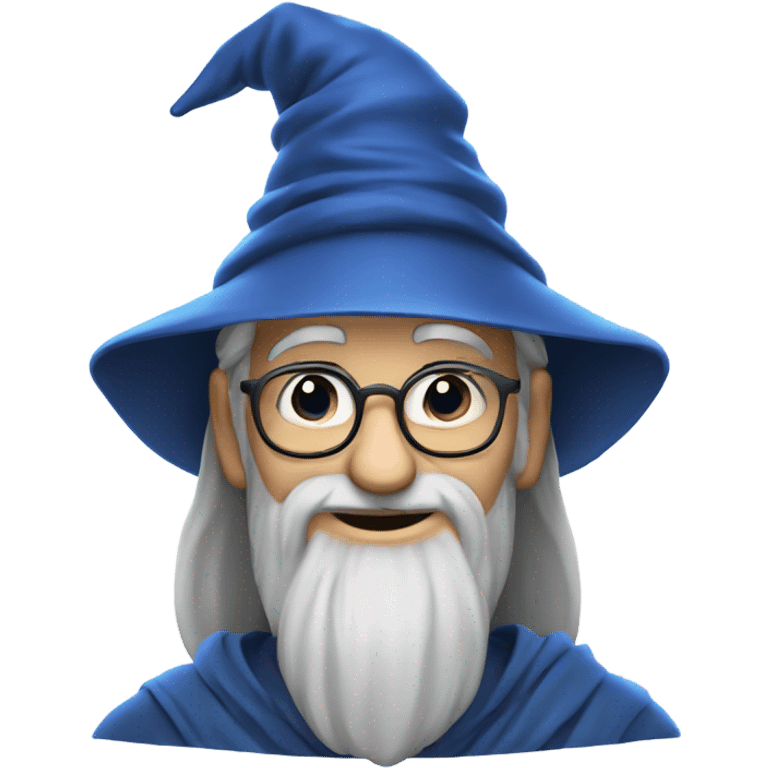 portrait of a wise wizard smiling, Merlin style, with an blue hat emoji