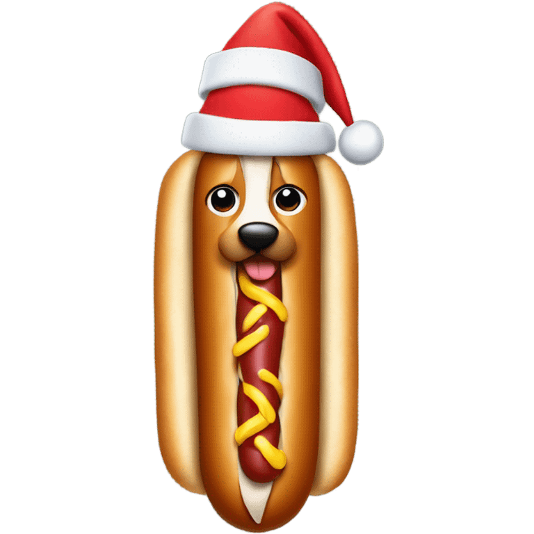 hot dog wearing a christmas hat emoji