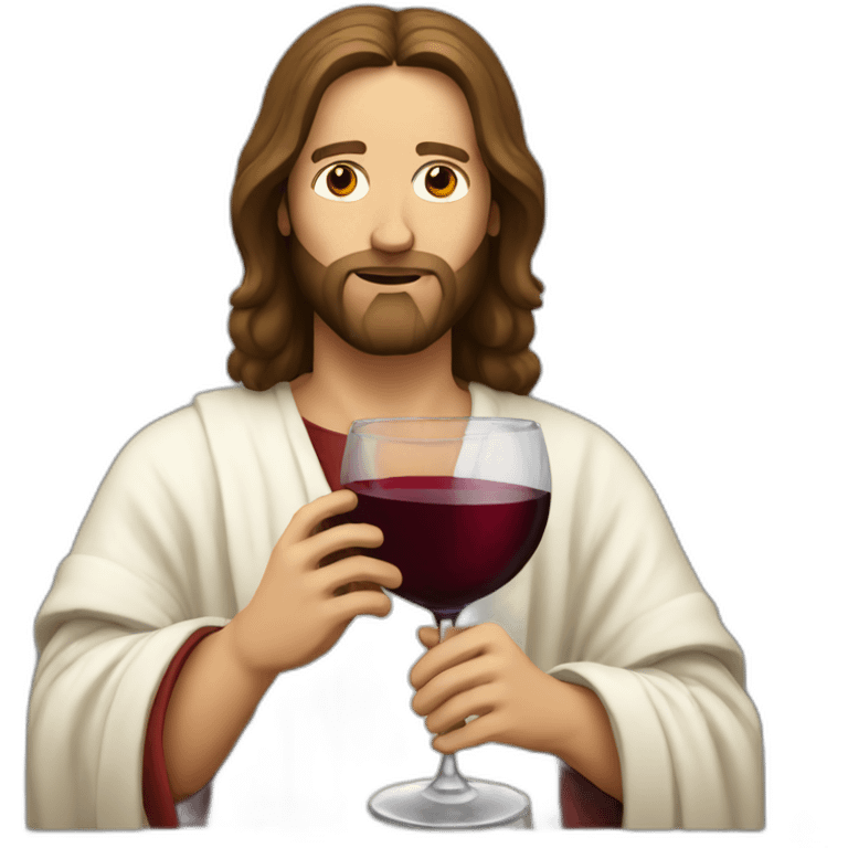 White Jesus drinks red wine emoji