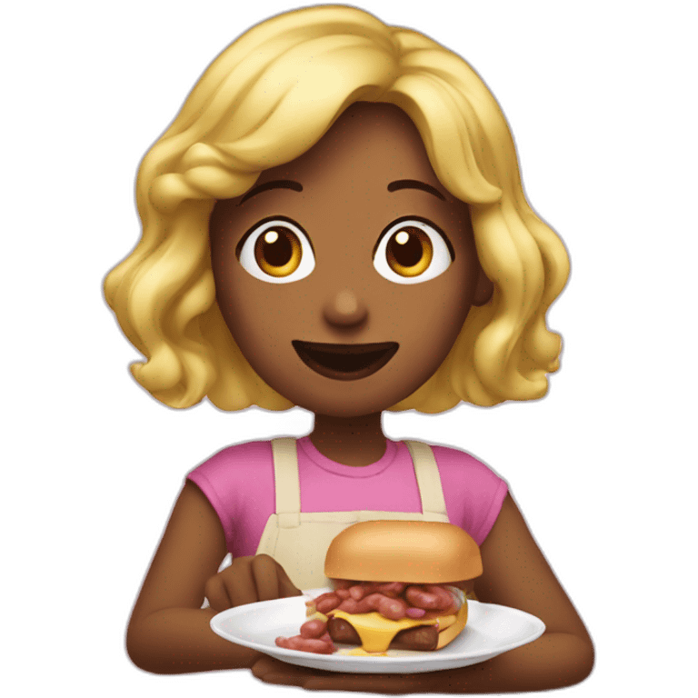 A girl eating a sosage emoji