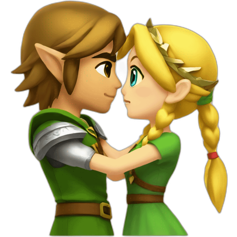 zelda and link kiss love emoji