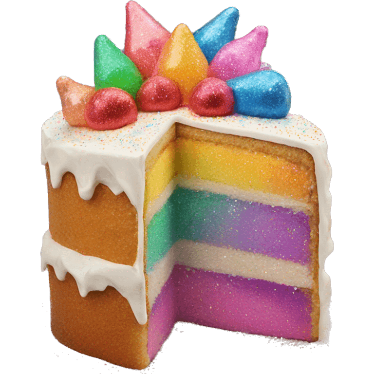 Realistic cake with colorful glitter emoji