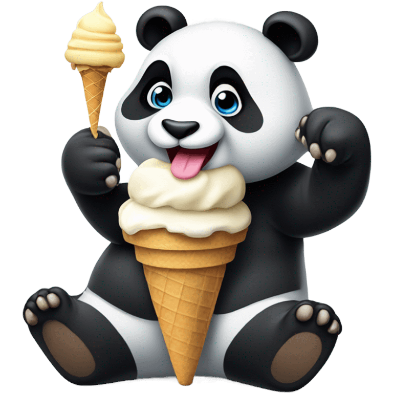 Panda eating ice cream emoji