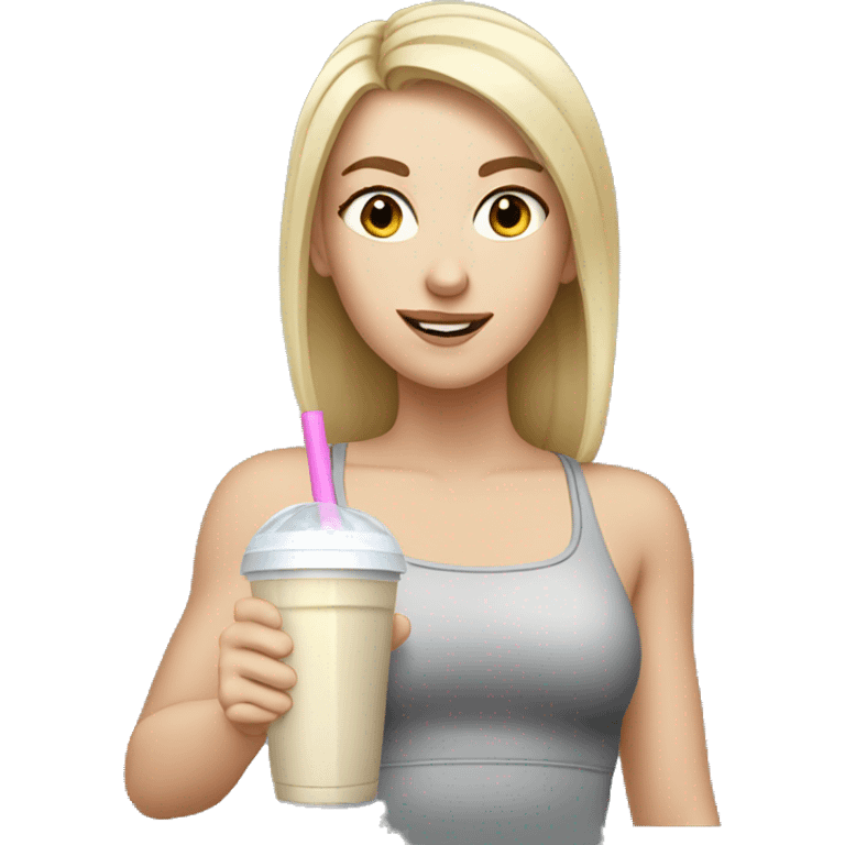 White girl drinking protein shake  emoji