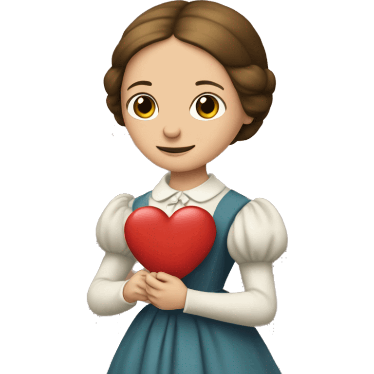 Charlotte Bronte holds a heart in her hand emoji