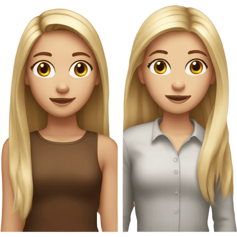 2 girls with long blonde hair and 1 girl with long brown hair emoji