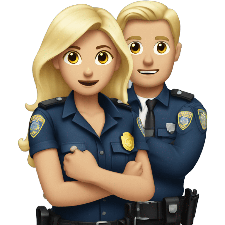 Brunette police woman arresting a blonde man  emoji