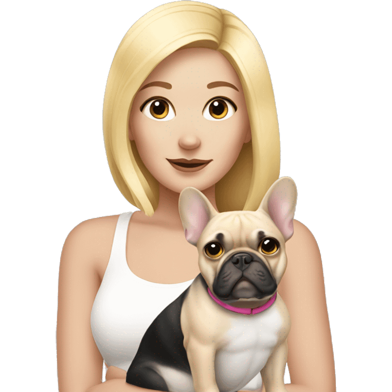 Blonde girl with french bulldog  emoji