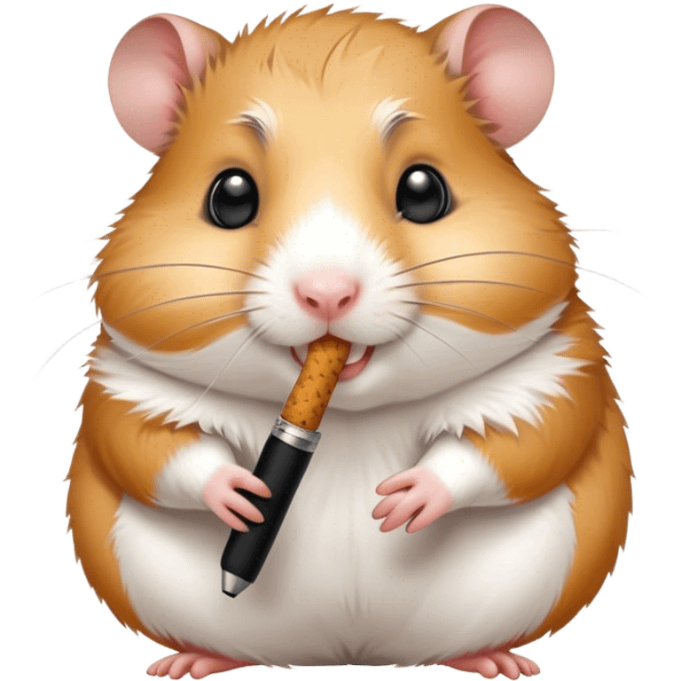 Happy hamster smoking from a pen  emoji