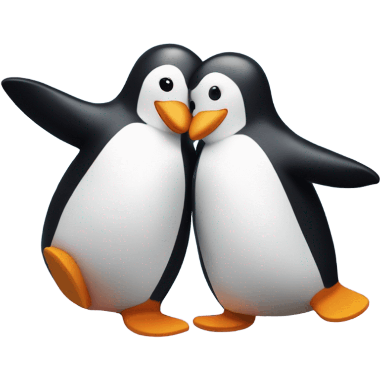 Penguin couple dancing with hearts  emoji