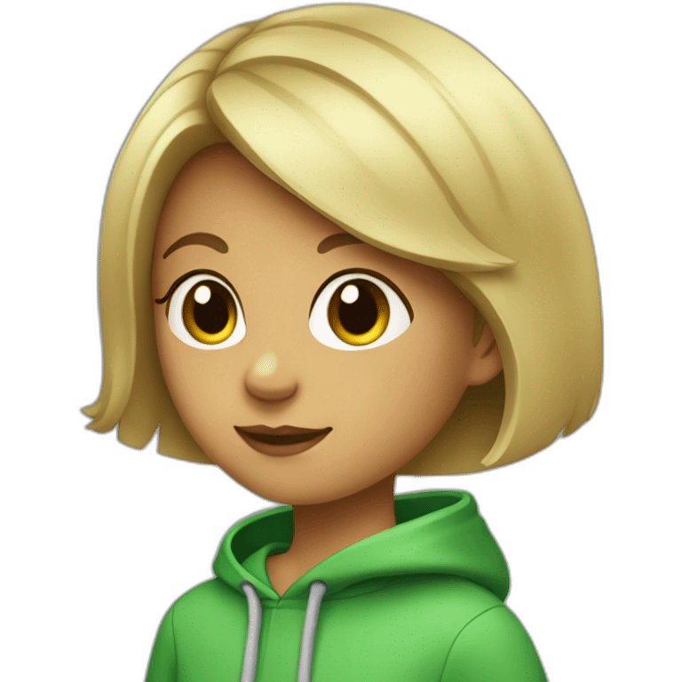 Girl-with-boy-haircut-and-green-hoodie emoji