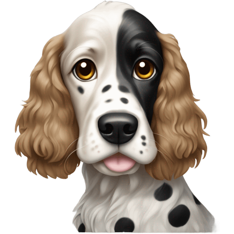 Black and white spotted cocker spaniel emoji