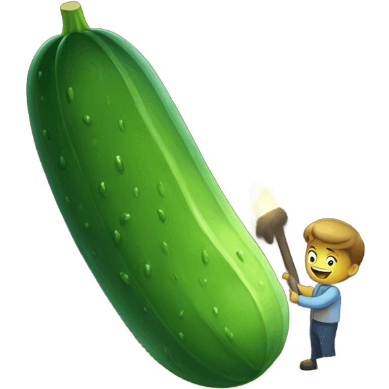 A wet cucumber going into a cavern emoji