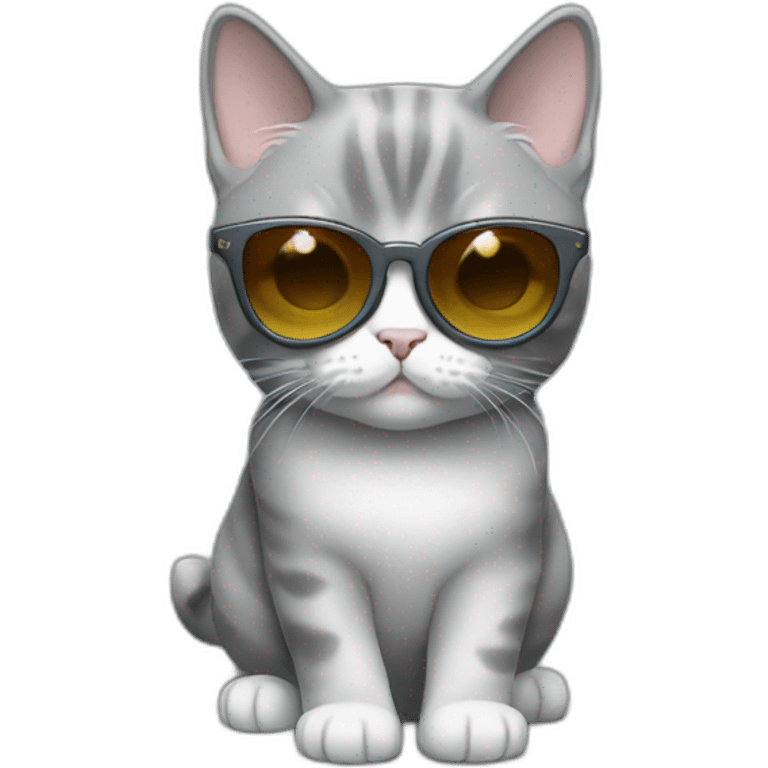 Munchkin cat all gray with sunglasses emoji