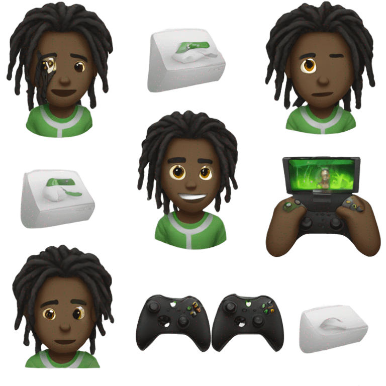 Black boy with dreads playing on his Xbox  emoji