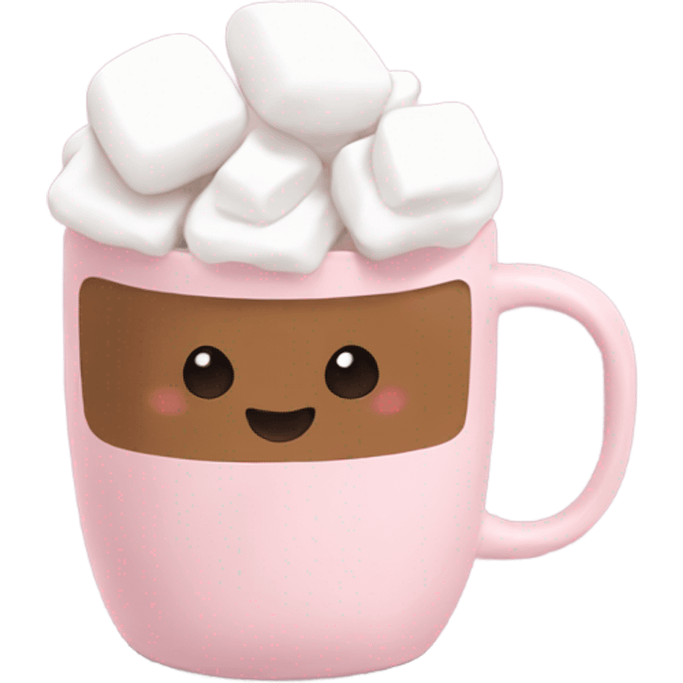 Light Pink mug of hot chocolate with marshmallows  emoji