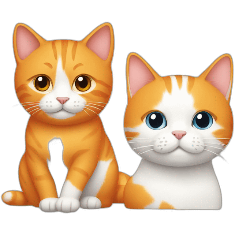 one orange cat and one white cat heads only emoji