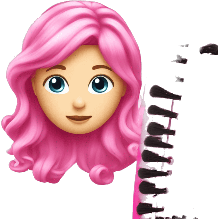 Pink princess hair brush emoji