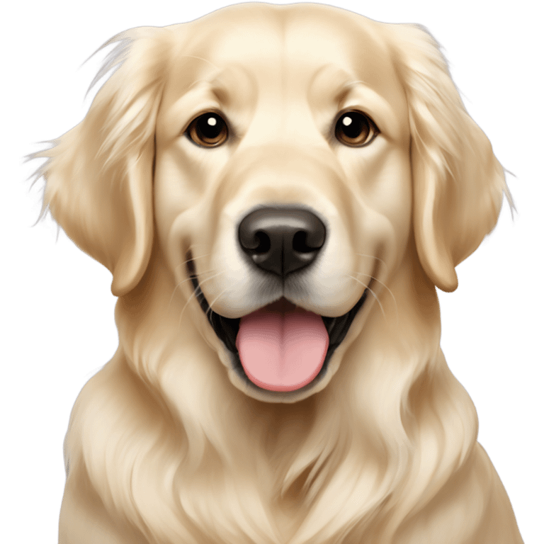 English cream golden retriever with khaki bow emoji