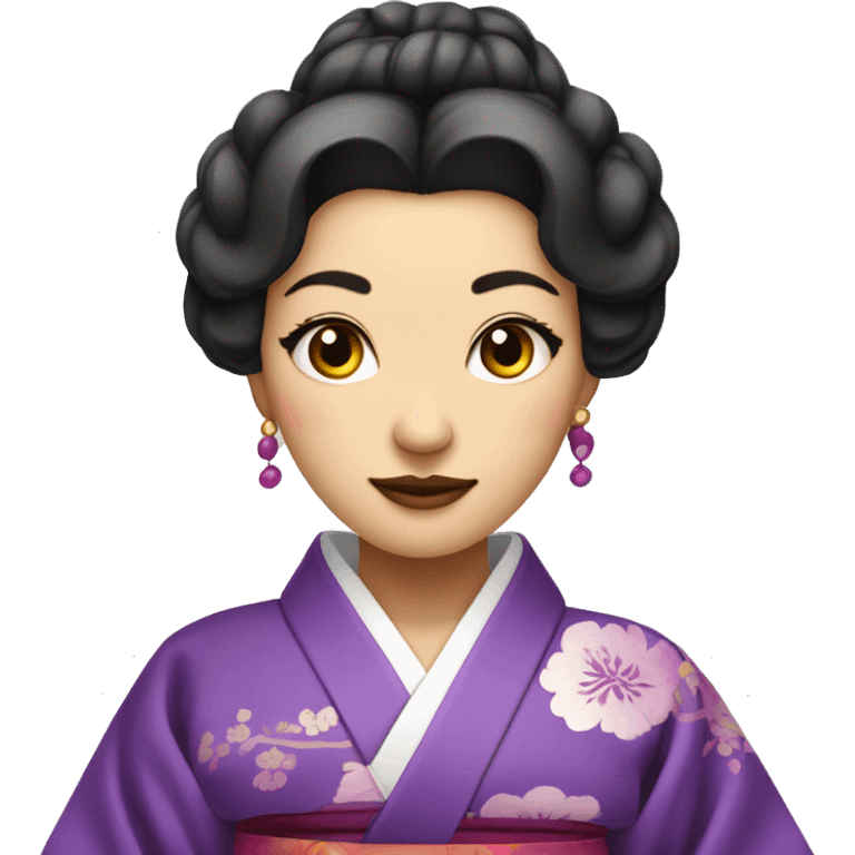 Long Purple heard lady in tradicional kimono wth purple eyes emoji