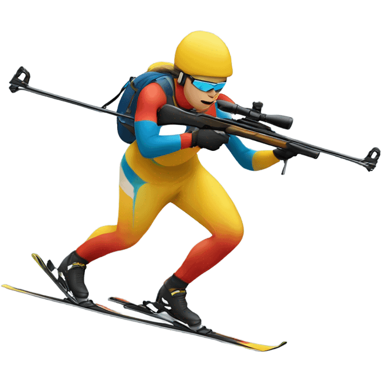 Biathlete skiing while carrying rifle emoji