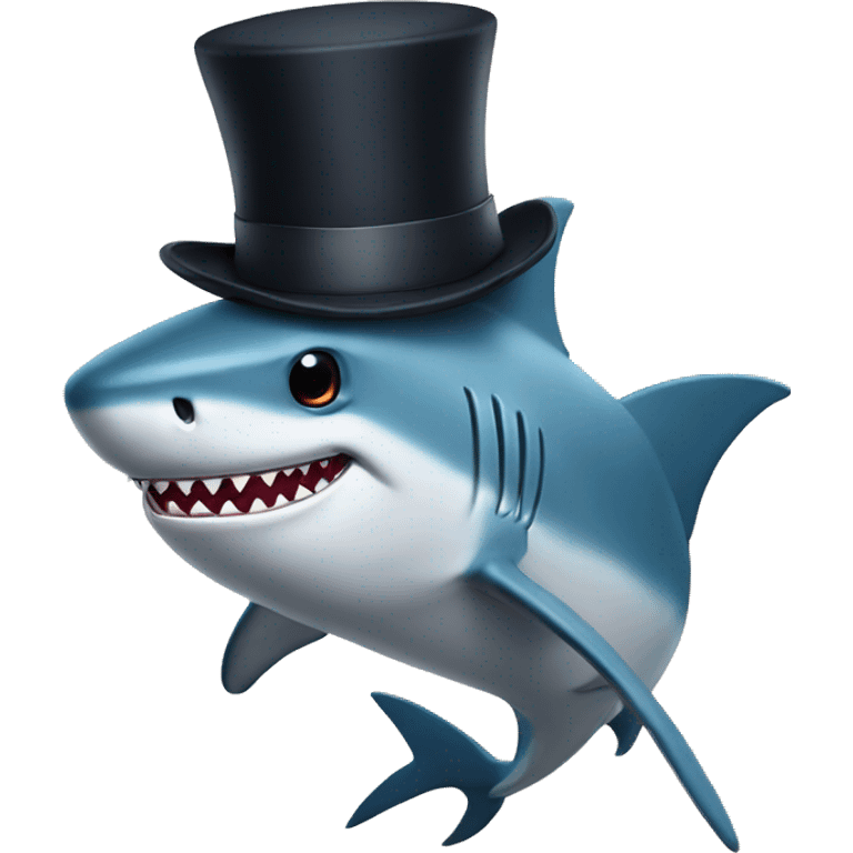 Shark with a top hat emoji