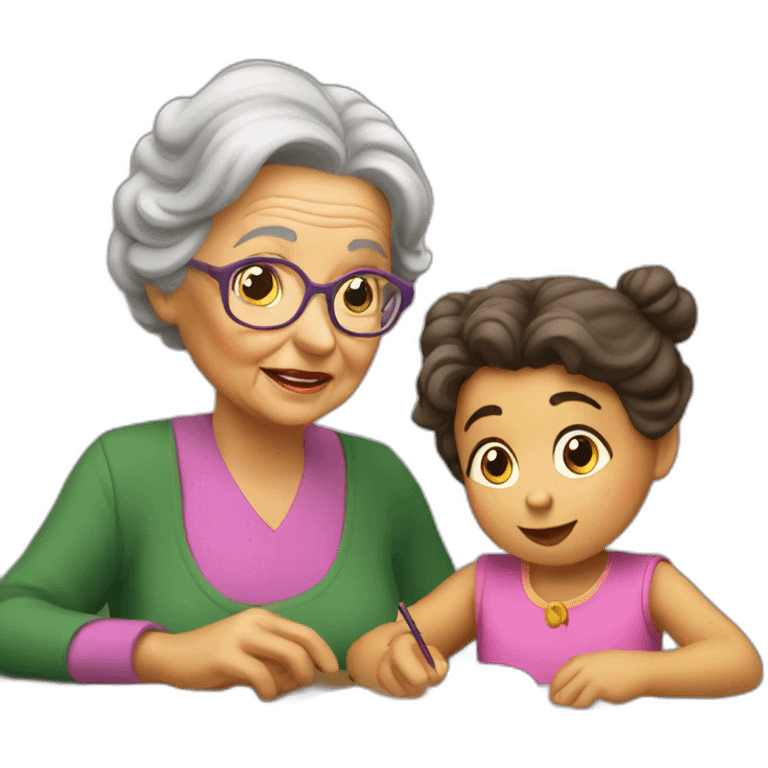 grandma tutoring little gypsy girl emoji