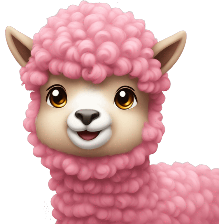 Cute curly pink Alpaka full size emoji