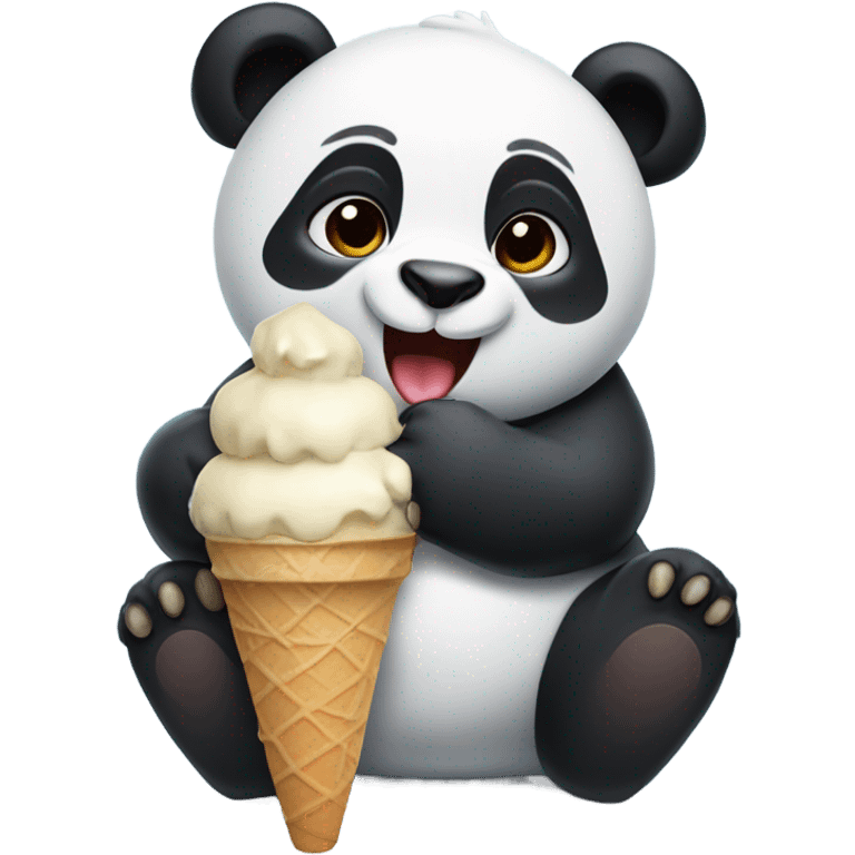 Panda eating ice cream emoji