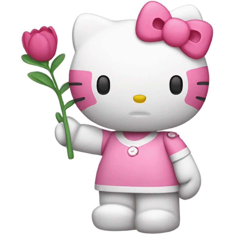 hello kitty holding pink 5 point leaf emoji