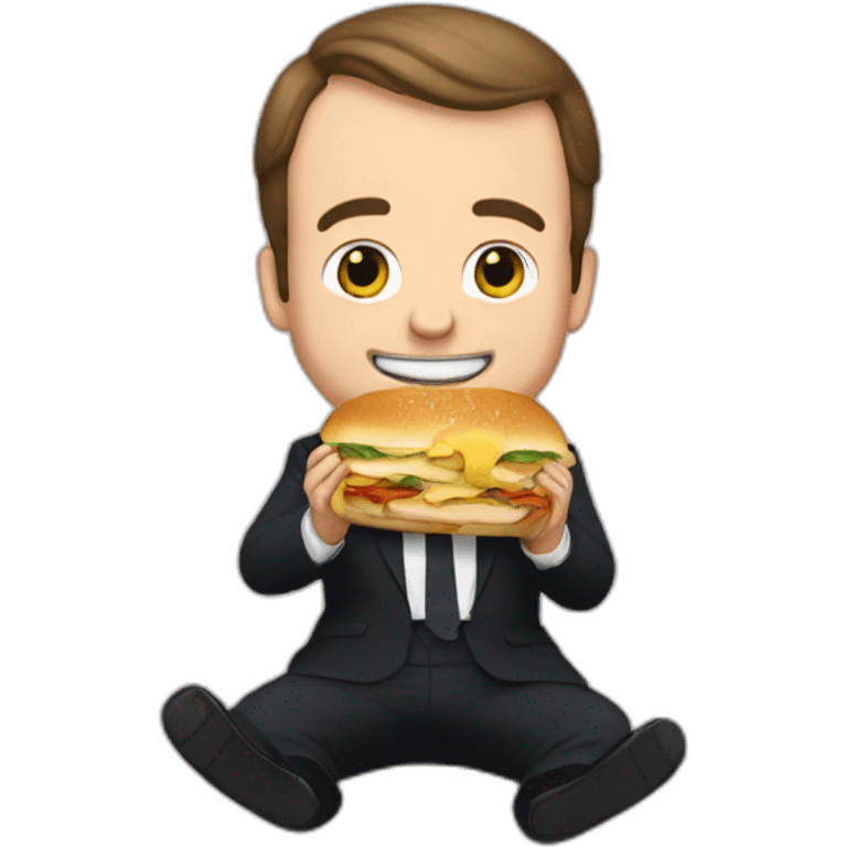 Macron eating a cat sandwich emoji