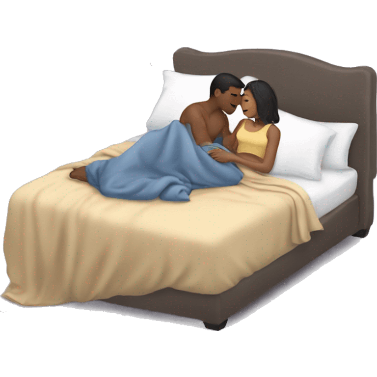 a boyfriend tucking in girlfriend with a kiss on her forhead and pulling the blanket  emoji