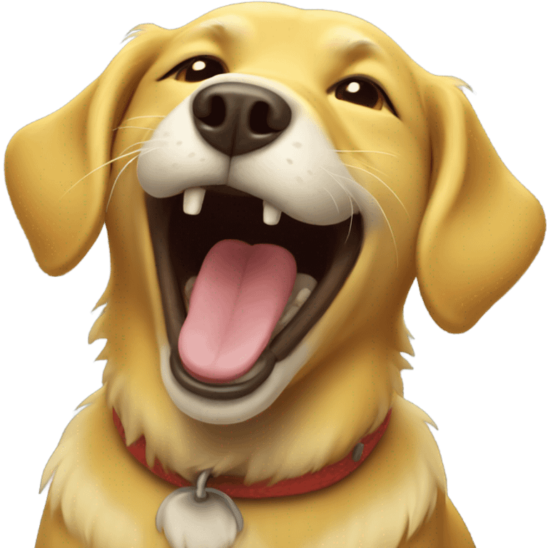 Yellow dog laughing  emoji