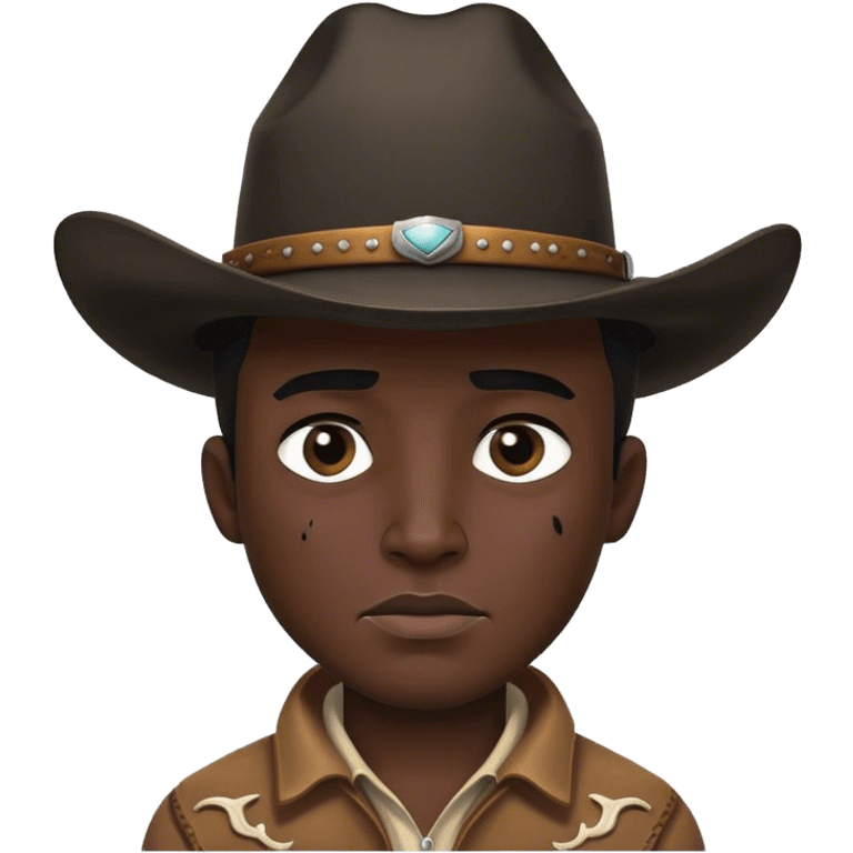 Cowboy with black expression Scar under eye and a cowboy hat emoji