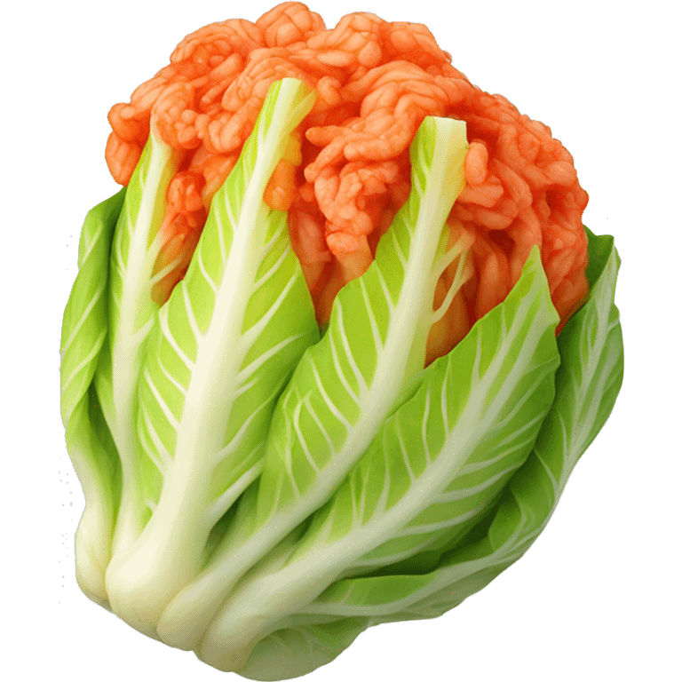 Kimchi : A napa cabbage marinated in a bright red pepper paste emoji