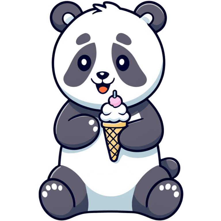 Panda eating ice cream emoji