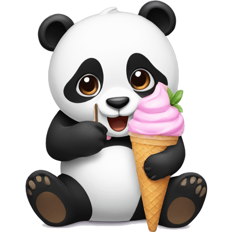 Panda eating ice cream emoji