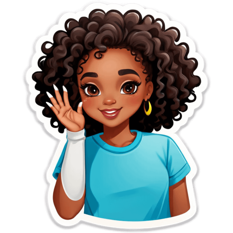 Black girl cute nails curly hair  emoji