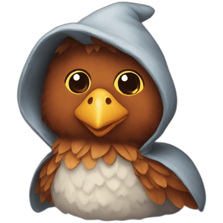 A hen in Halloween costume emoji