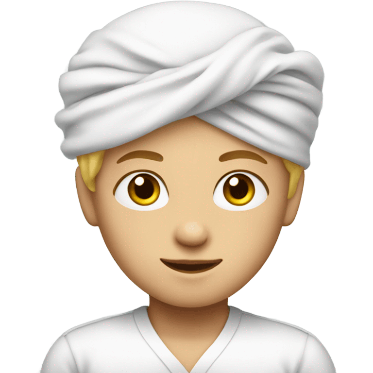 blonde boy in white shirt with turban emoji