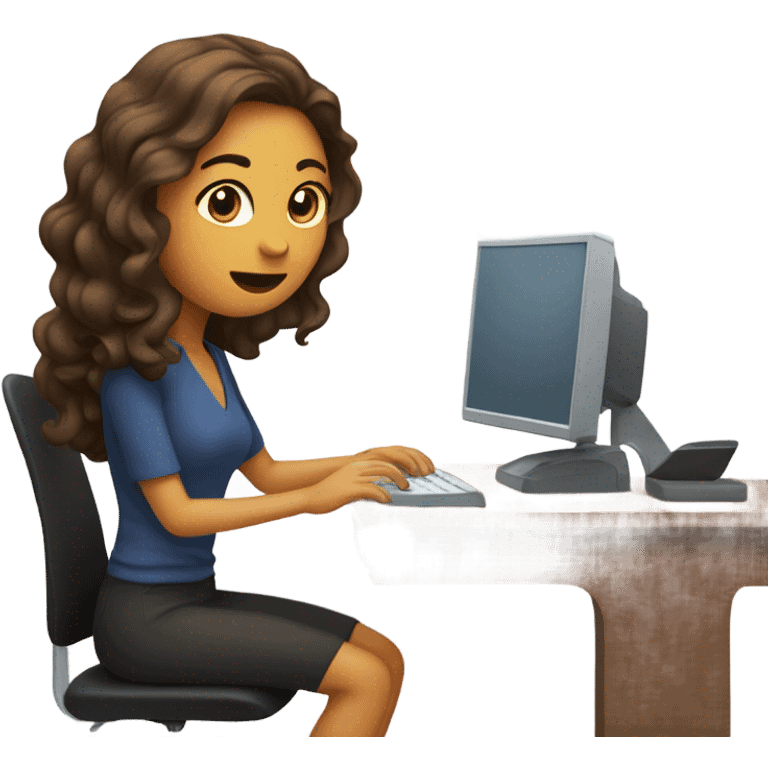 a woman with long wavy hair and brown eyes who writes on a computer emoji