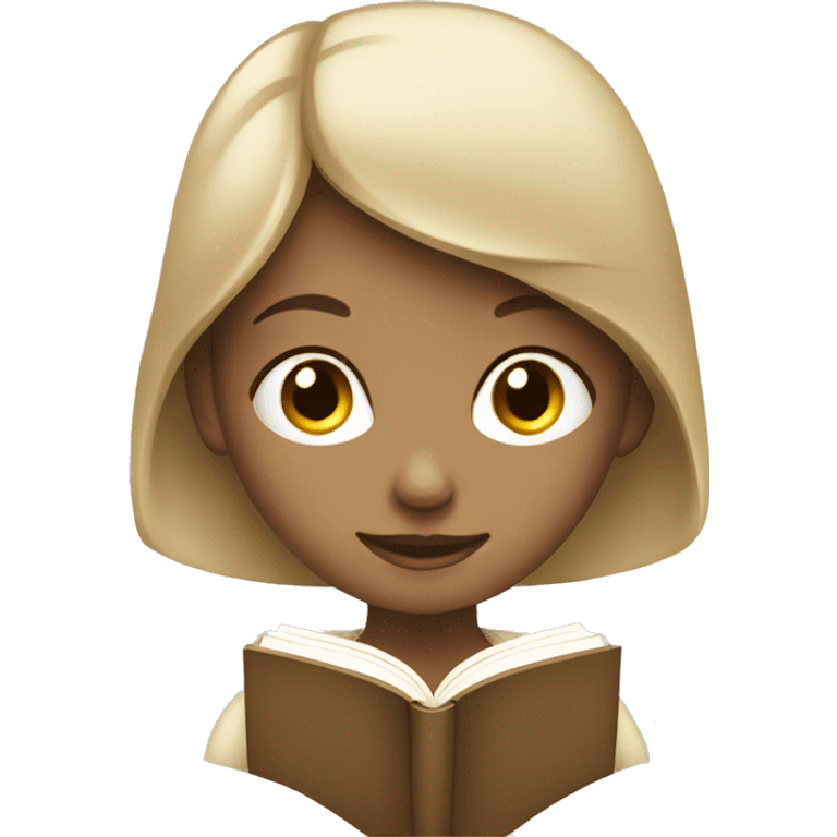 Girl reading a book. In beige tones  emoji