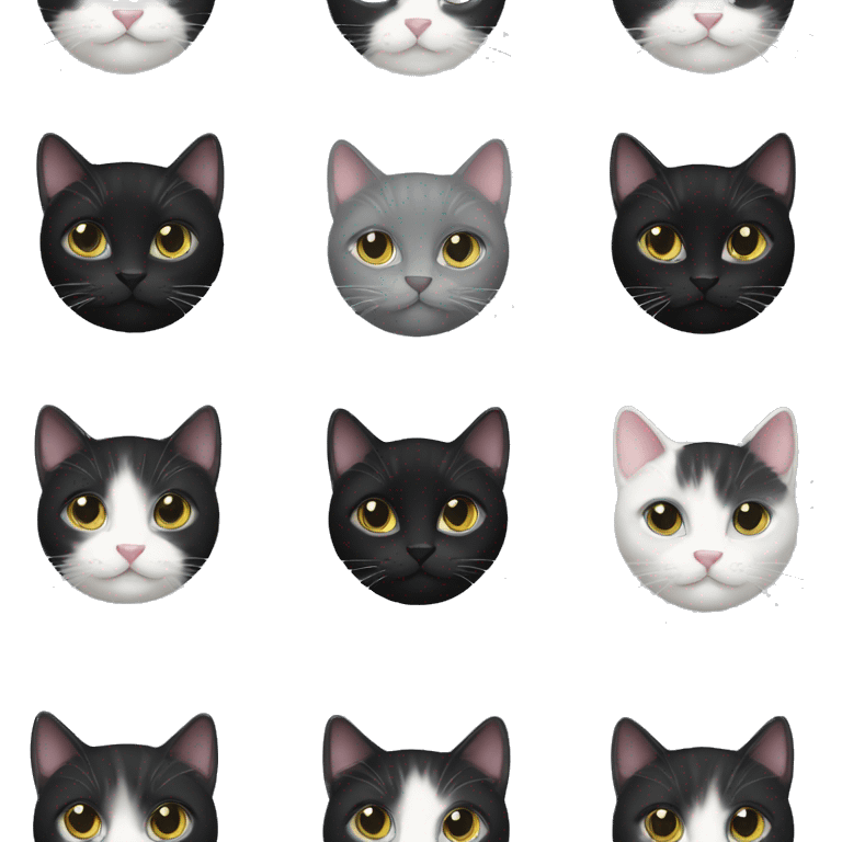 Black tuxedo cat with grey tuxedo cat  emoji