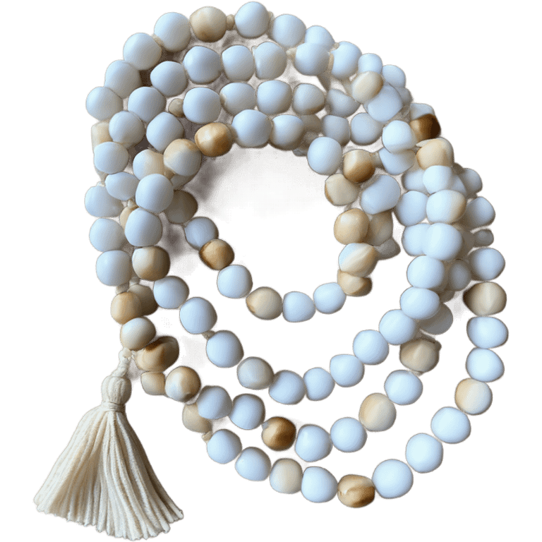 Mala beads white and beige  emoji