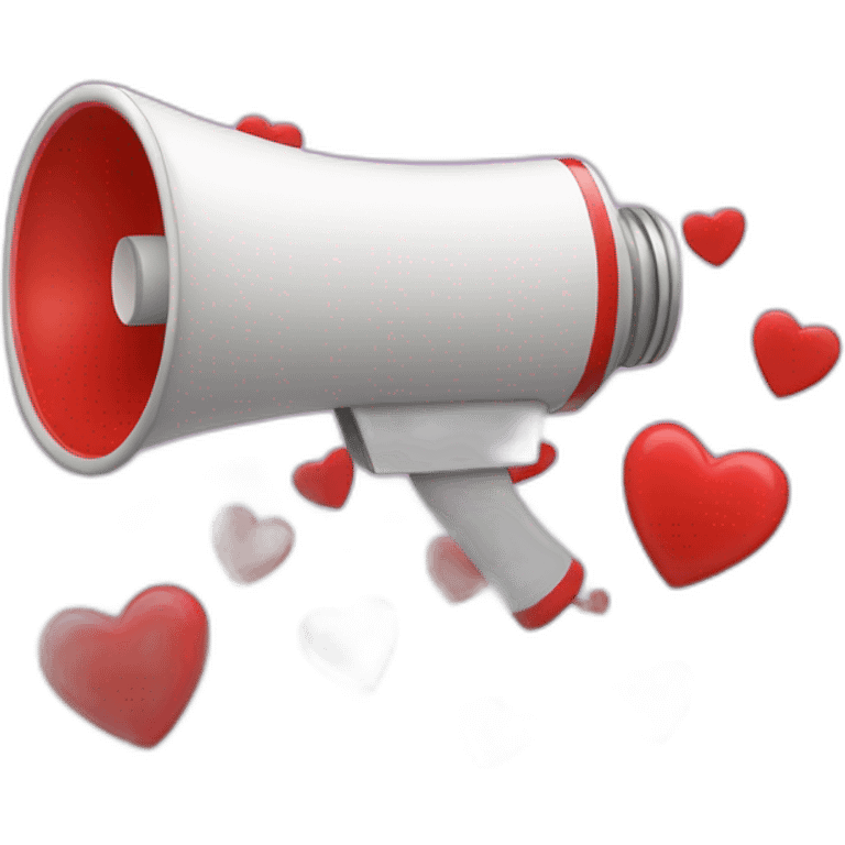 megaphone with hearts coming oit emoji