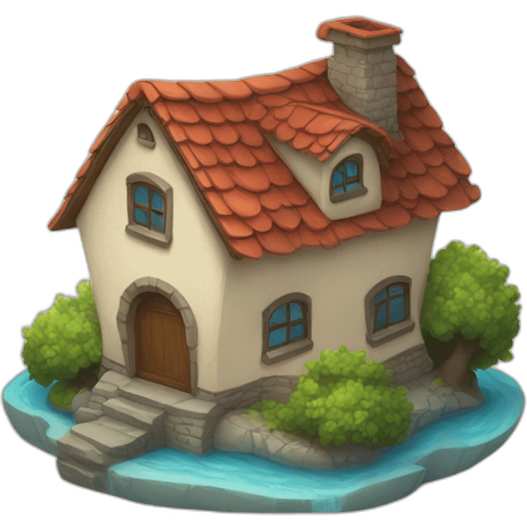 house with a dragon sleeping on the roof emoji