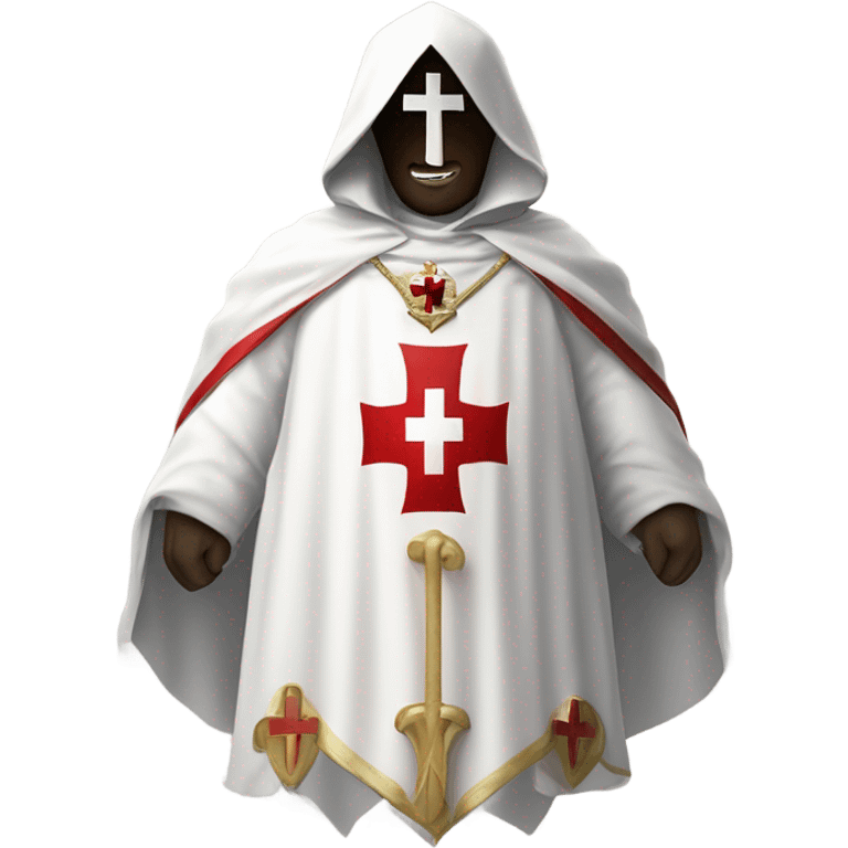 Masonic knight Templar wearing a white tunic with a Red Cross on the front, a white mantle with a hood. And a Red Cross on the left side emoji